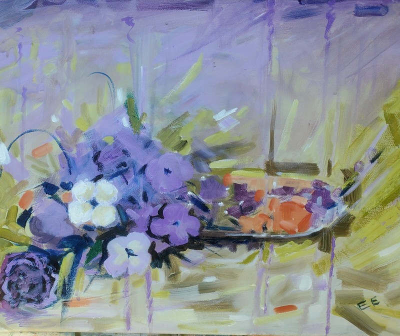 «MY SPRING COLORS»by Emma Edun . Acrylic Painting on 20inx16in Canvas.