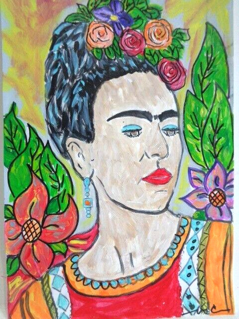 One Of A Kind – COLORFUL FRIDA KAHLO Acrylic Painting ART