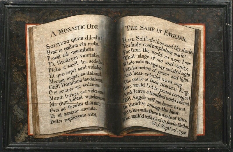 Large 18th Century English & Latin Monastic Ode Antique Book Still Life Bible