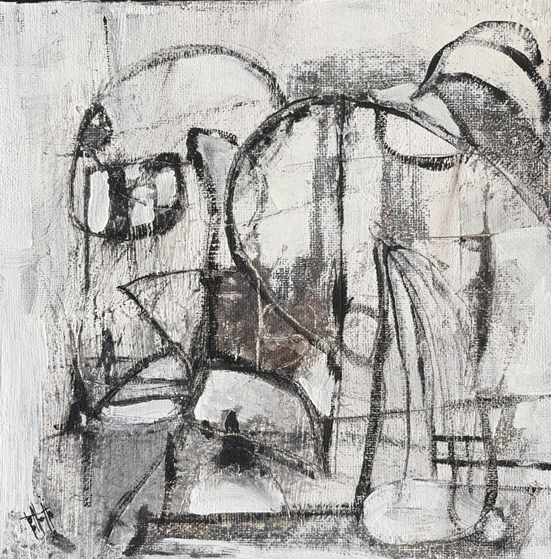 Original Modern Abstract Expressionist Art Painting Small Canvas 8×8