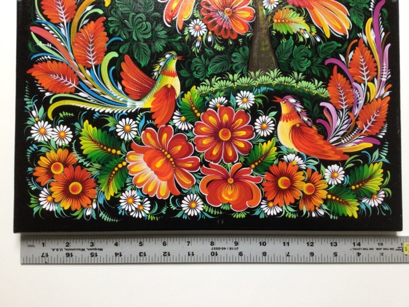 Original PETRYKIVKA painting 15.5”x19.5” [40x50 cm] UKRAINE Signed Unframed 2024 gallery