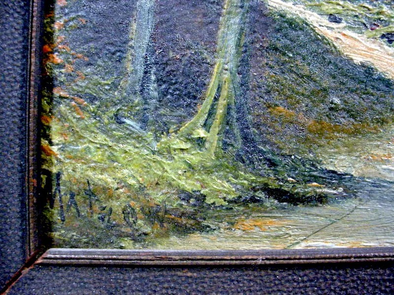Antique ORIGINAL Signed FREDERICK MATZOW Landscape OIL PAINTING Handel Artist F. gallery