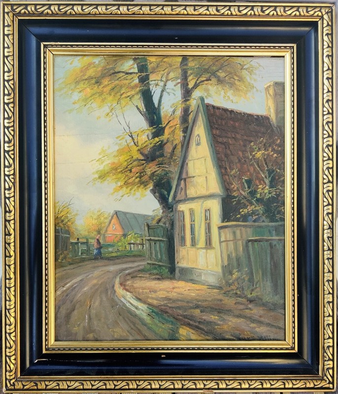 Lars H.C. Kliim (1891-1942): OLD COTTAGE AT ROAD BEND