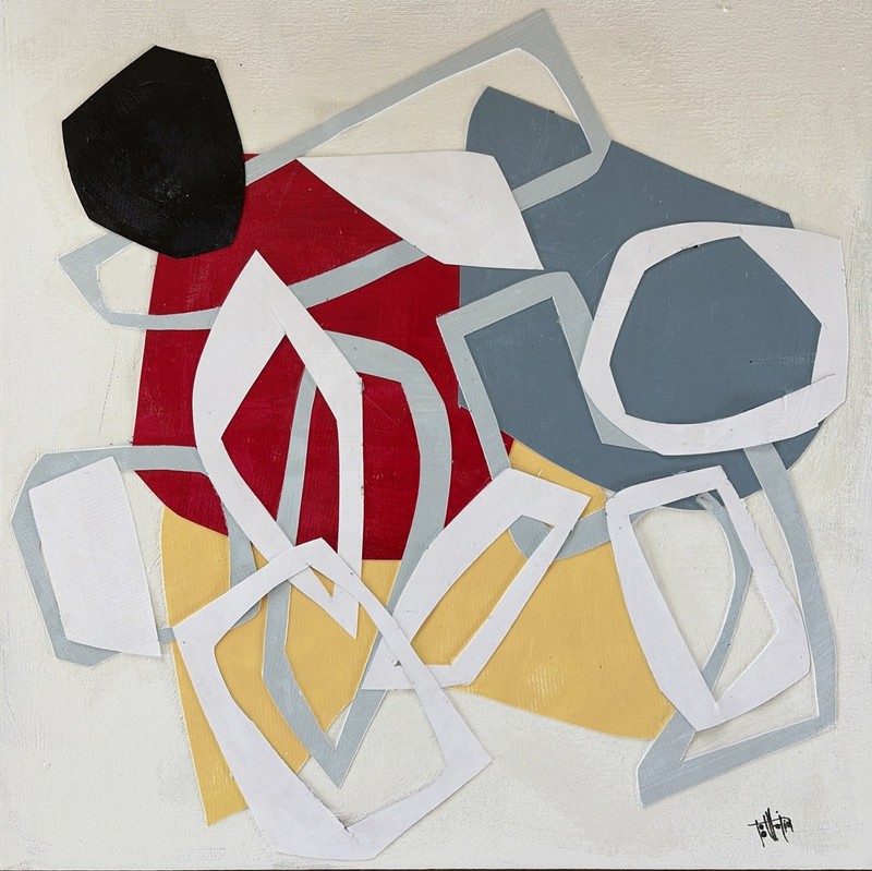 Beto Mejia Original Modern Abstract Expressionist Art Painting Collage