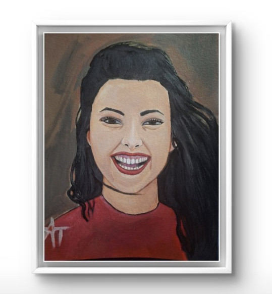 Contemporary Smiling Woman Acrylics 9×12 Canvas Paper