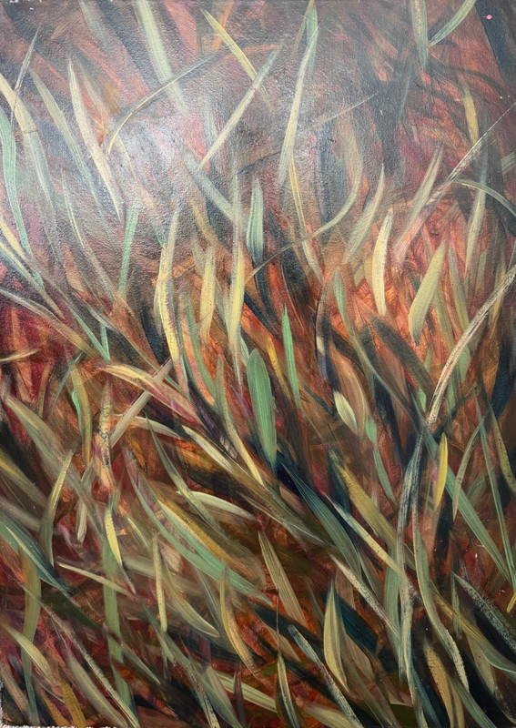 Large Vintage Original Abstract Expressionist Oil Painting on Canvas Organic Art