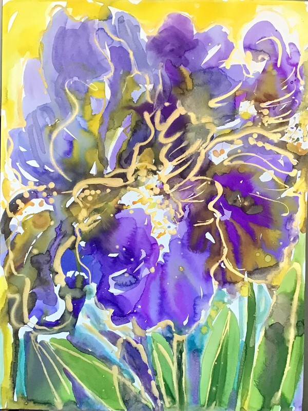 IRIS 5.Original Watercolor Painting gallery