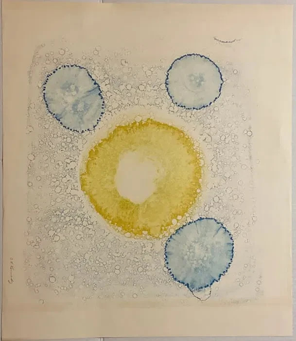 Alfred L. Kennedy Mixed Media Modern BLUE CIRCLE Abstract Painting 1976