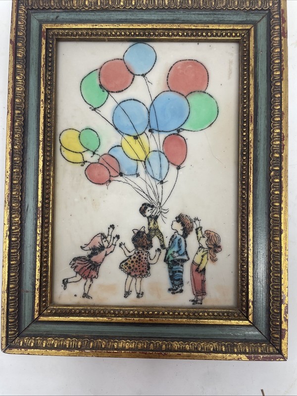 Signed Sarinson - Framed 8.5x 6.5 ( With Frame) Kids w/ Balloon gallery