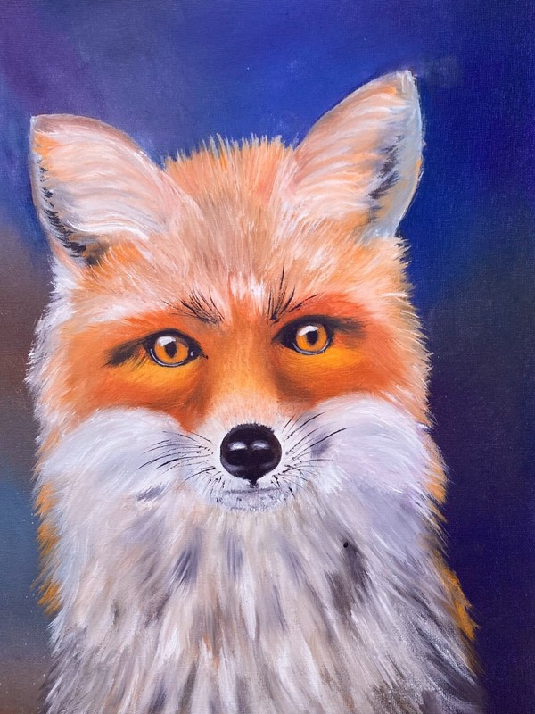 Red Fox Wall Art Original Oil Painting Wildlife Animal Decor 12×16 Canvas