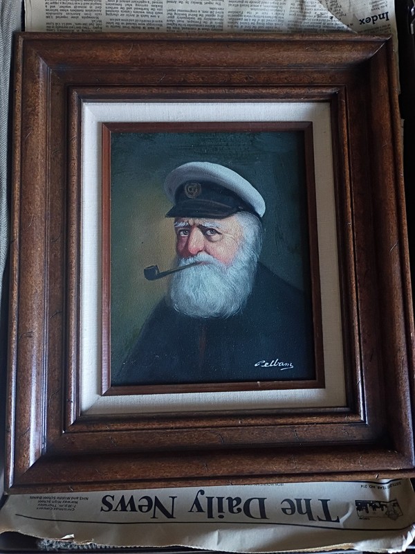 David Pelbam Vintage Signed Oil Nautical Painting White Beard Sea Captain