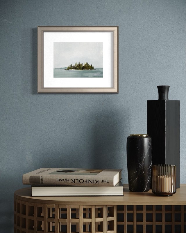 8x10 Maine Original Oil Seascape Painting Boothbay Harbor Pines Coastal Signed gallery