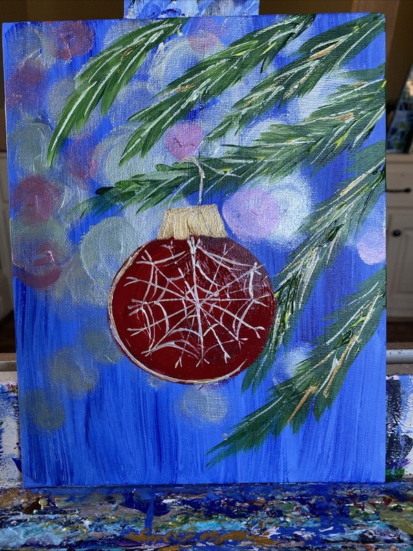 Christmas Tree,holidays,ornament ,original Painting ,acrylic, 8/10