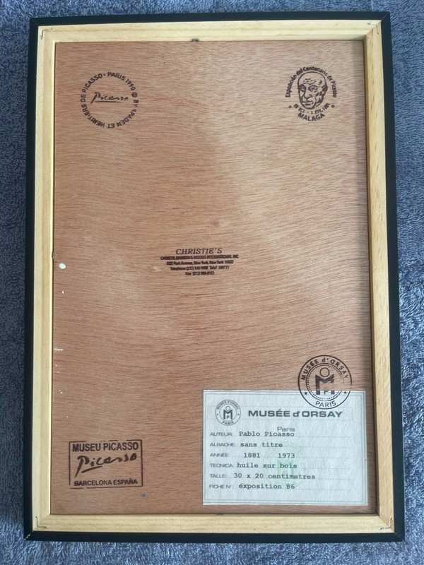 PABLO PICASSO oil painting framed on sealed and signed wood gallery