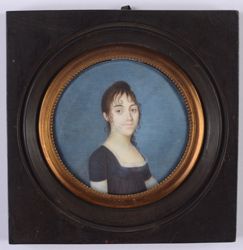«Young lady in black gown», French Empire miniature, ca. 1805