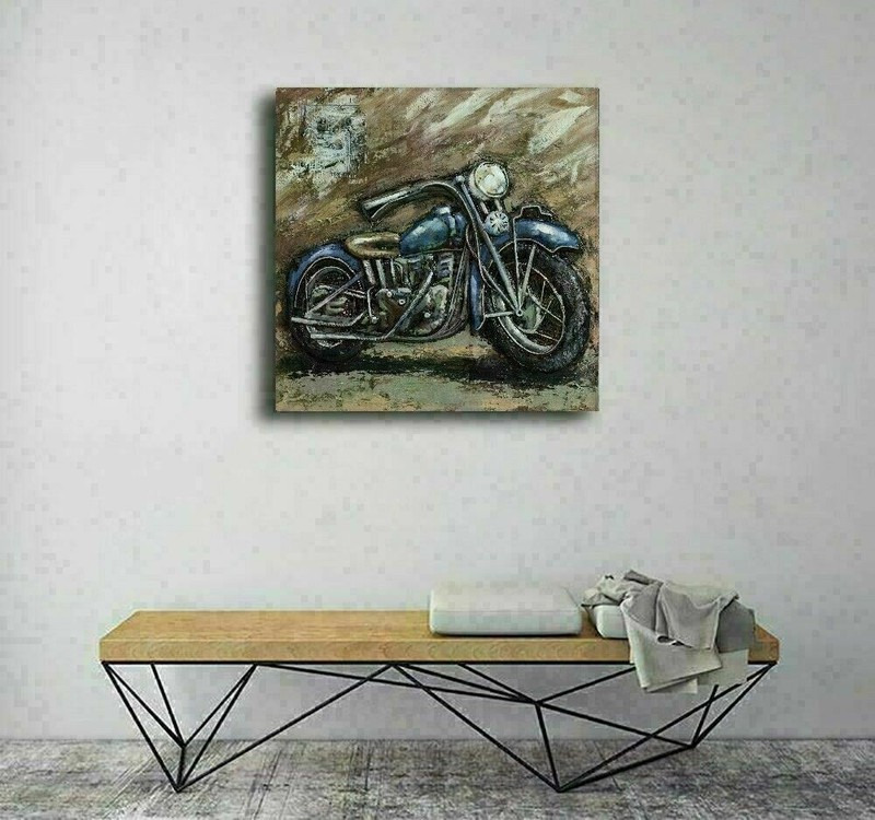 Vintage Harley Davidson Bike Motorcycle 3 Dimensional Oil Painting Canvas GIFT gallery