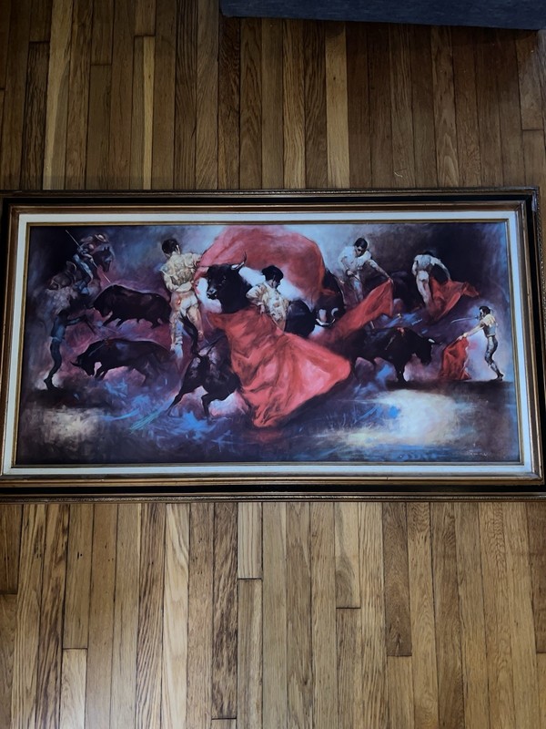 VINTAGE MCM THE MATADOR by JULIAN RITTER LARGE FRAMED SOFA REPRODUCTION PAINTING