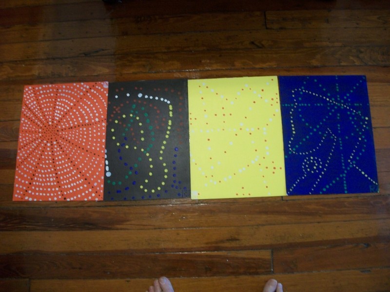 Dots set of 4 Acrylic painting