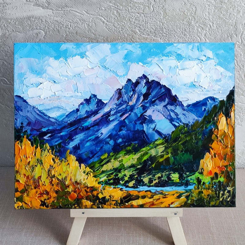 original oil painting Colorado Mountain Autumn Landscape Small wall art 6*8 in gallery