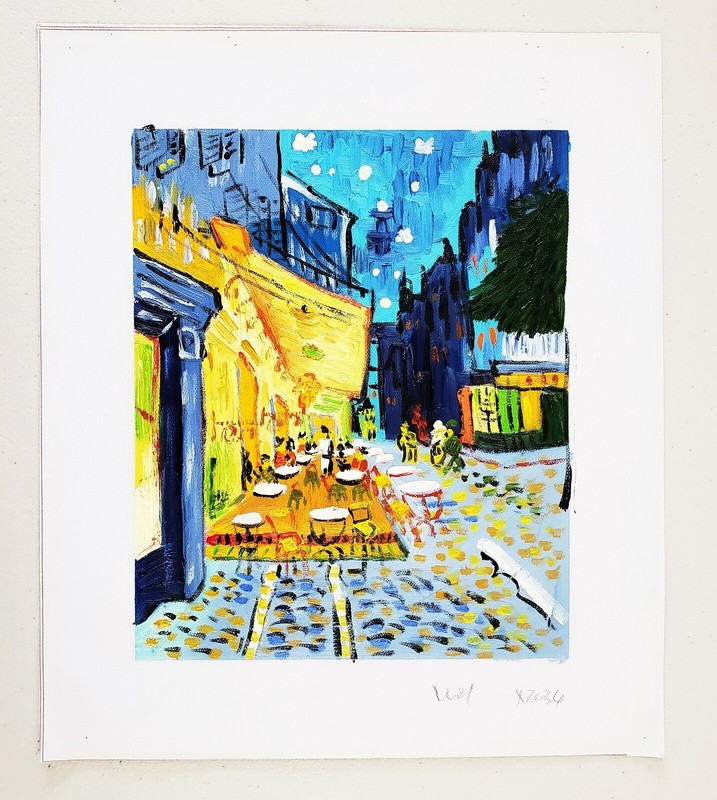 8x10-Stretched - Café by Van Gogh- Oil Painting on Canvas--(Not Framed) gallery