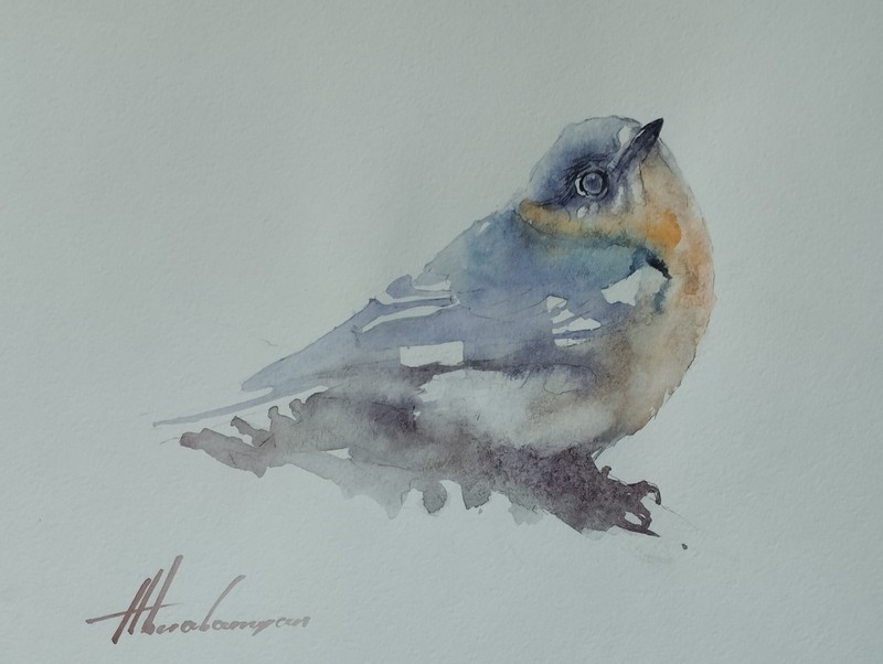 Great Tit, Birds, Watercolor artwork, Handmade, Original painting on paper