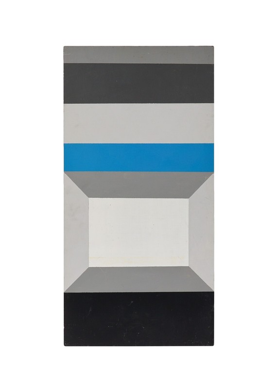 Abstract Acrylic Painting on Board Mid Century Modern Hard-edge gallery