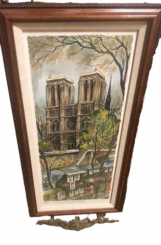 PARIS Notre Dame 65 et Bonsoir Street Fabulous Scene Framed Print Signed MCM gallery