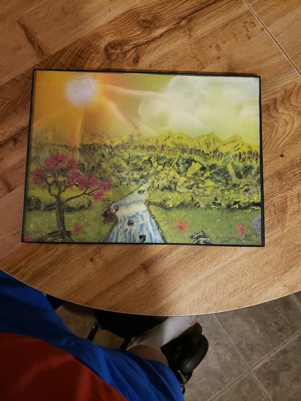 Spray Paint Art, Land Scape,soft Colors, King Crawdad. 16x12 gallery