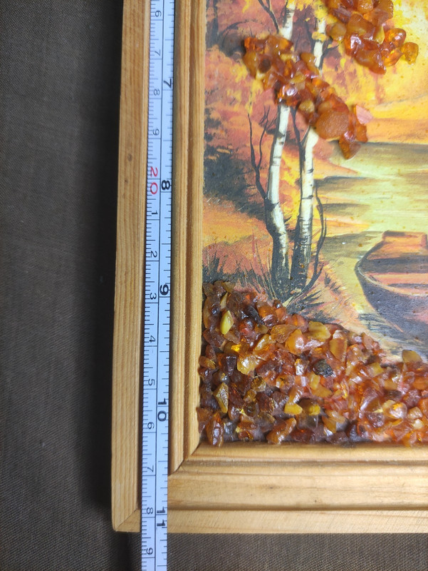Painting From Amber Stones Autumn Landscape Boat 28 cm x 18 cm, 94 g gallery