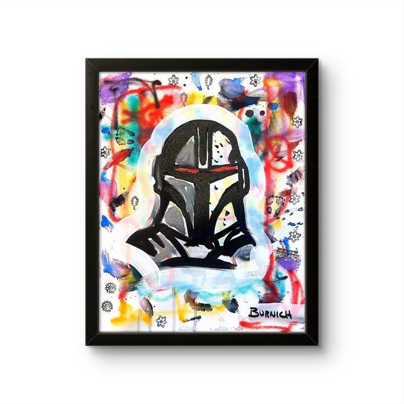 Burnich Original Mandalorian 11×14 Canvas Graffiti Style Fan Art Hand Painted