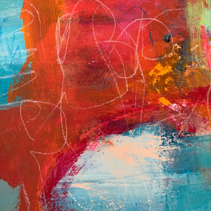 Original Abstract Art on Paper ~ Cheerful Bright Colorful Home Decor Acrylic #63 gallery