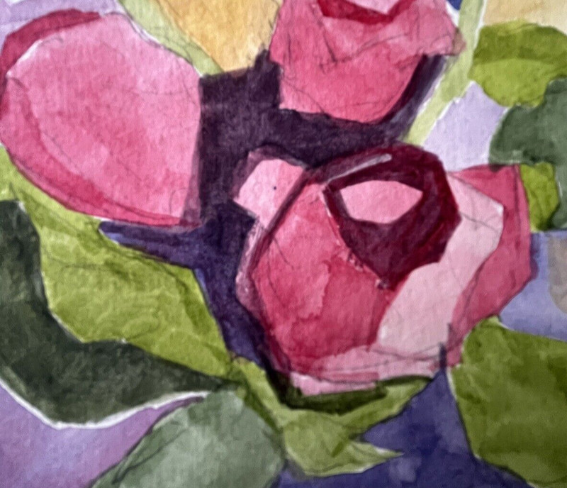 Original Flowers Watercolor and Graphite titled Les Fleurs Collect Fine Art gallery