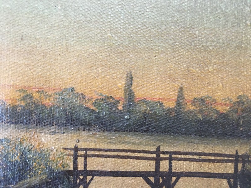 French School 19th Century Lakeside Landscape View Of A Sunset gallery