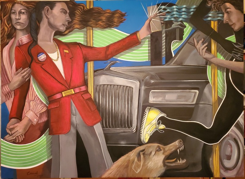 Original Painting Signed «torreale» Title «I Voted» Art Painting on Canvas 2024