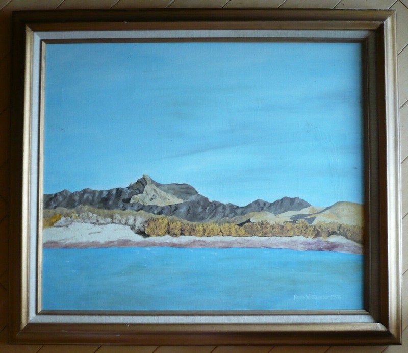 ROSS W. RISSLER, OIL PAINTING LAKE NATURE CALIF CALIFORNIA LANDSCAPE VINTAGE OIL