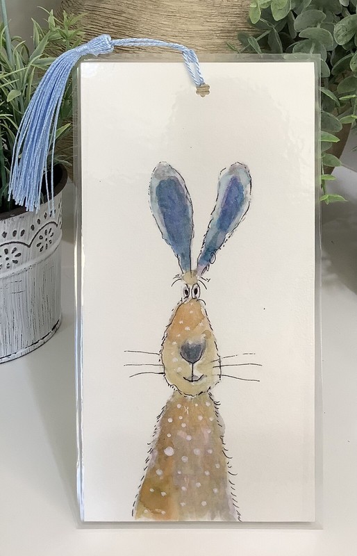 Bookmark / Page Marker laminated Painting Bunny Rabbit Bluey With Tassel