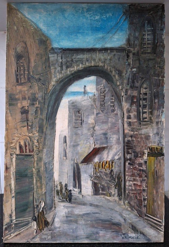Edith Meisl-Bernhard ISRAEL PAINTING SIGNED JUDAICA JAFFA