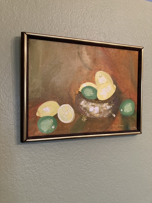 Still Life Painting on Canvas Lemons and Limes Signed by Artist 1971