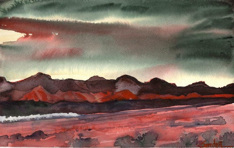 Speeding Through the Desert : Signed LE Art Print : Sandra Watercolors