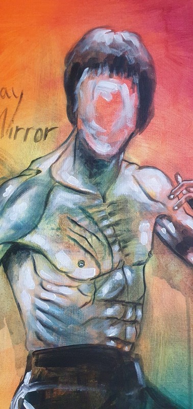 Bruce Lee Inspired Figurative Acrylic Artwork Original On Canvas 70x50cm gallery