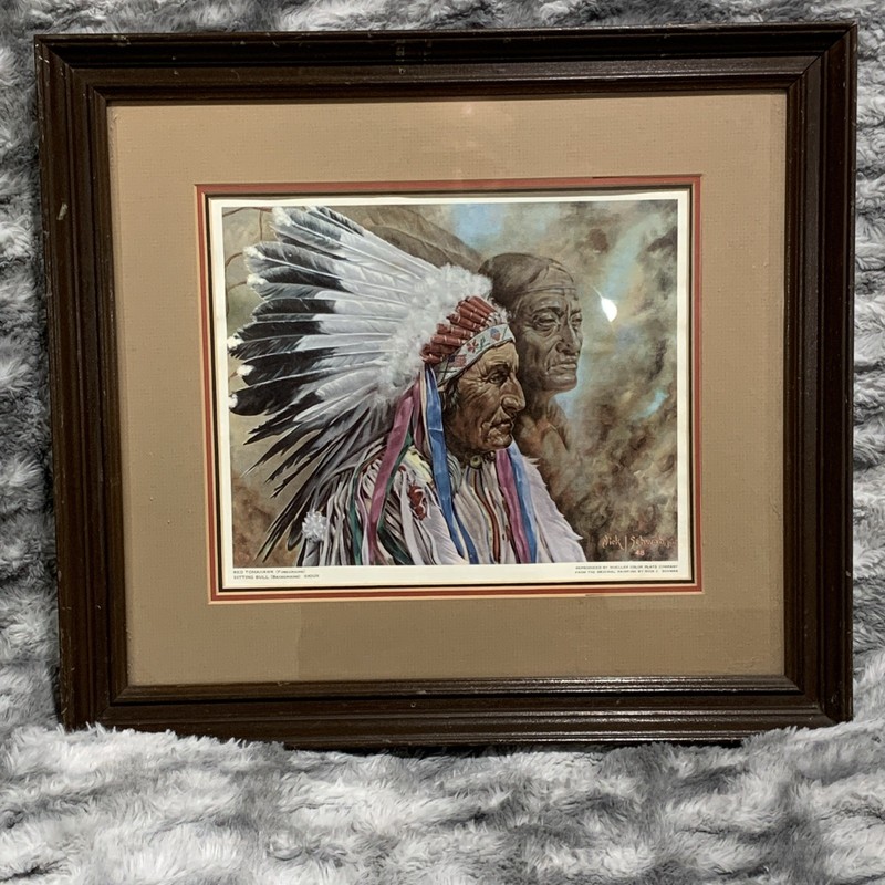Red Tomahawk and sitting Bull reproduced original painting by Nick SCHWAB