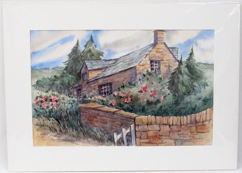 Ruth G. Burden Watercolor Painting Little Barrington English Cottage Garden