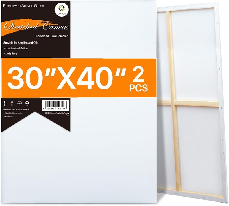 Double Pack of 30x40 Inch Stretched Canvas Boards - Ready for Your Masterpieces gallery