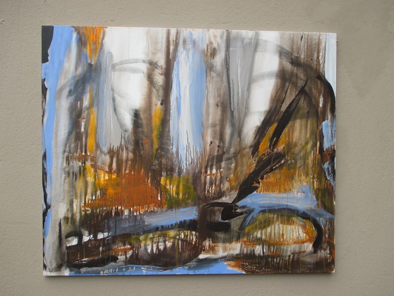 Canvas Picture Original Acrylic Pigments 120x100 Abstract Colourful Blue Modern gallery