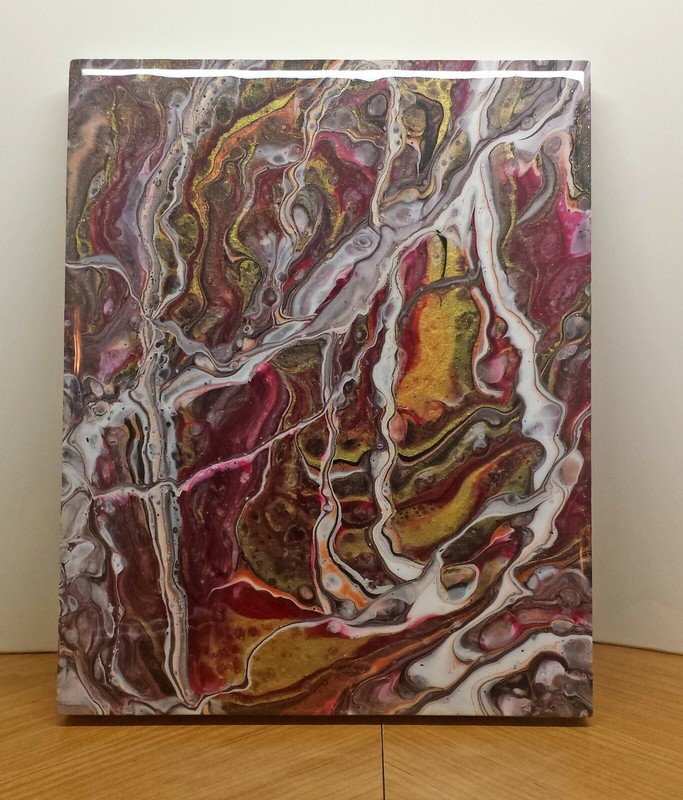 FLUID ACRYLIC POUR ABSTRACT PAINTING – ORIGINAL ART 8 x 10 Inch Cradled Wood