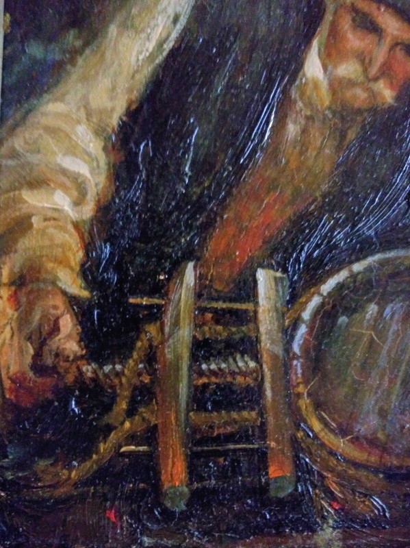 DONALD JAMES ZOLAN "The Old Barrel Maker" Framed Oil Painting On Wood gallery