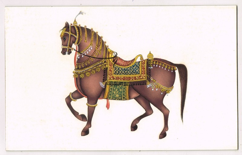 Handmade Horse Painting Of Decorated Indian Style Horse Art On Plate 8×5 Inches