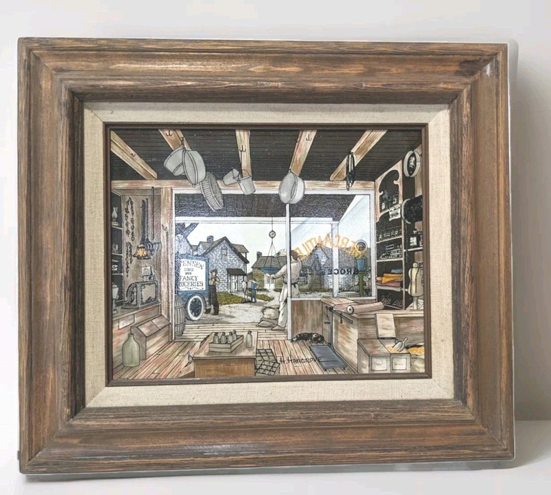 H. HARGROVE Serigraph CANVAS *General Store» SIGNED Certified Label