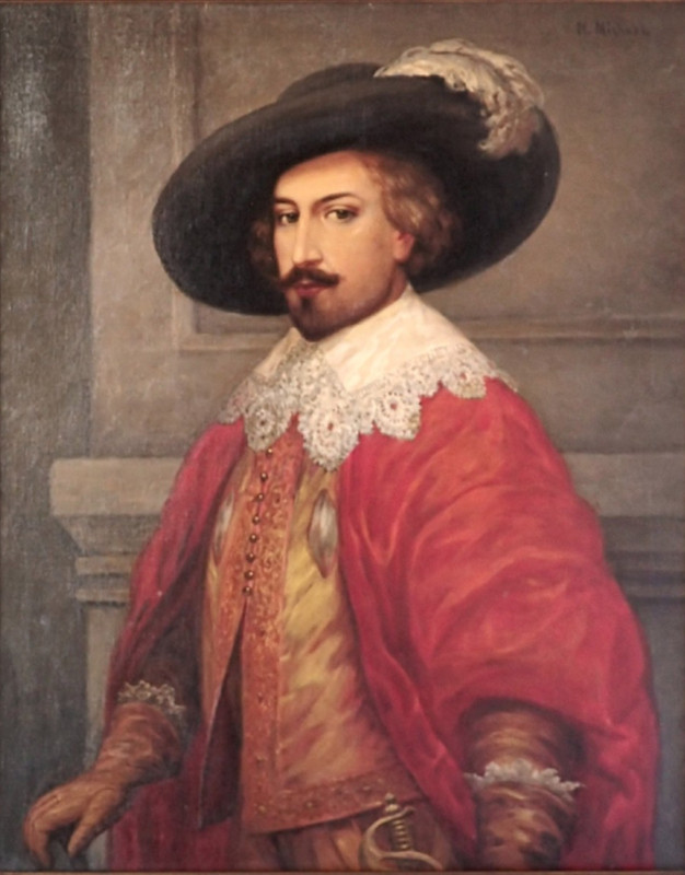 Vintage European Oil painting of French Musketeer – Canvas on a wooden stretcher