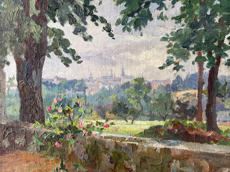 Paul Emile PISSARRO (circle) IMPRESSIONISM SPRING COUNTRYSIDE OIL PAINTING 1920 gallery